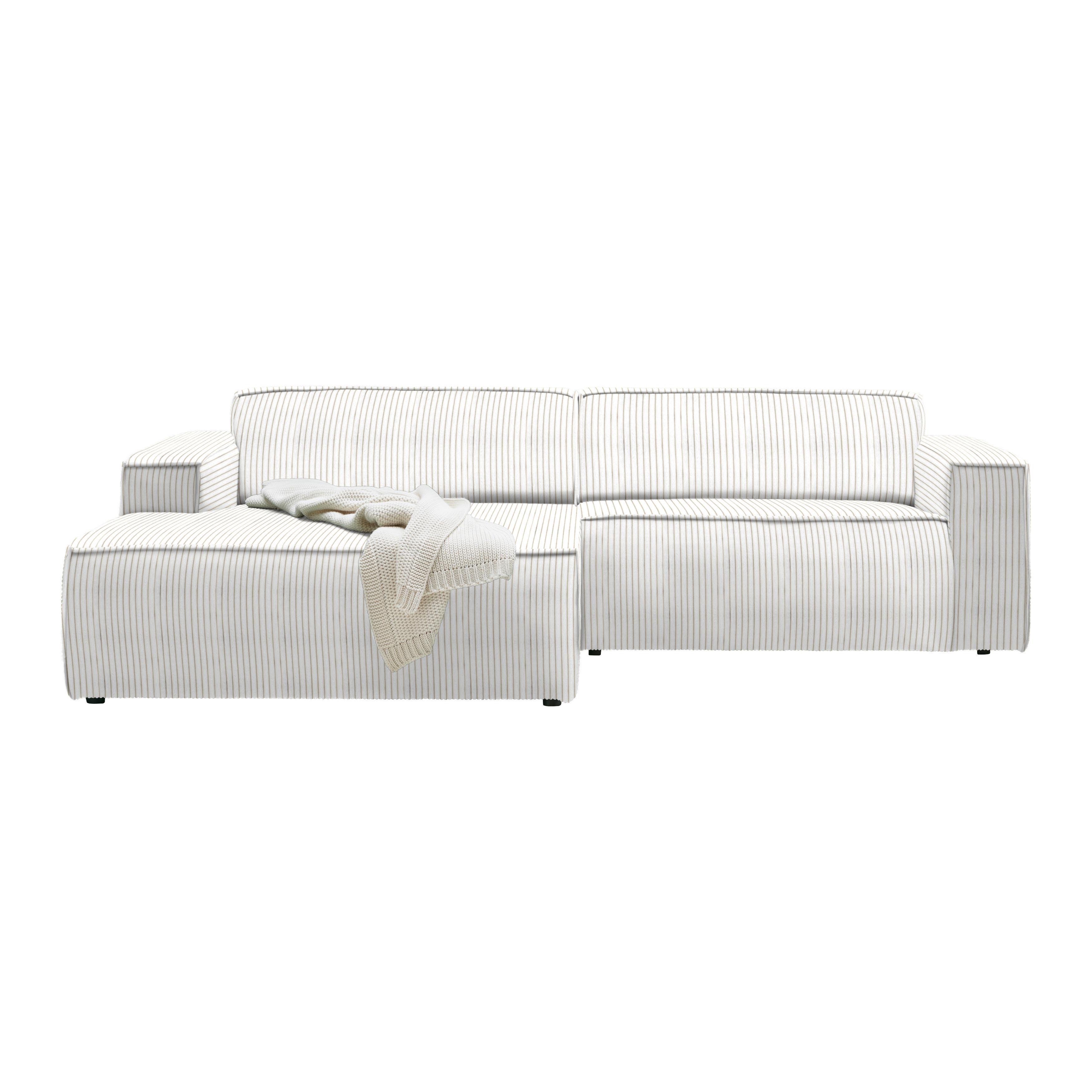 Rohová sedačka LOFT, levá, béžový manšestr - černá/světle zelená, Moderní, textil/plast (172/75/265cm) - Mömax