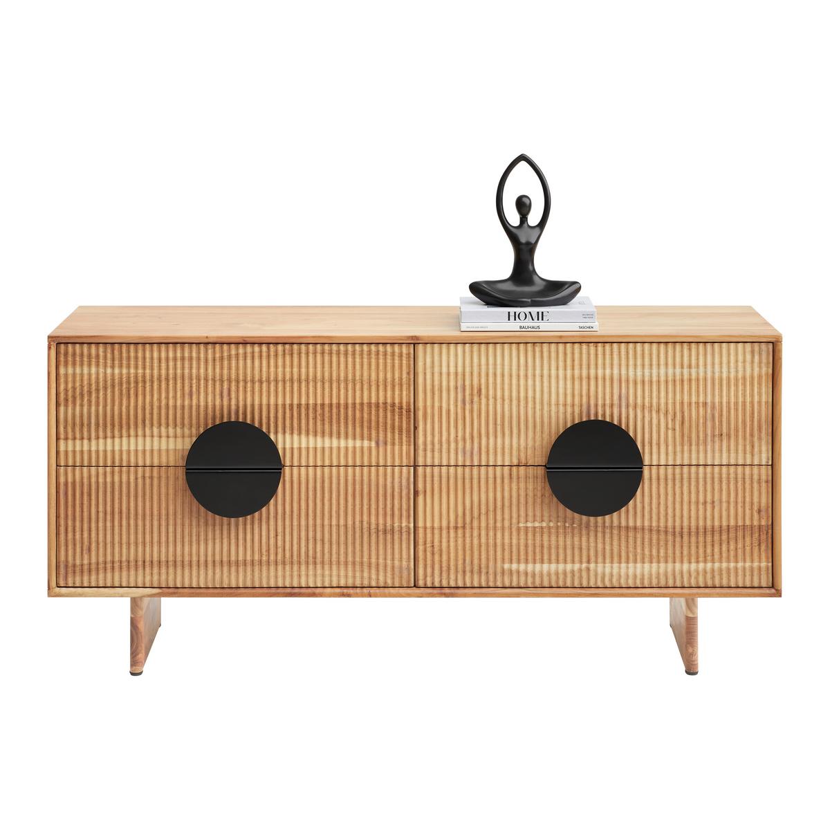 Nízka komoda ROSY akácia - čierna/farba akácie, Lifestyle, kov/drevo (140/65/38cm) - Premium Living