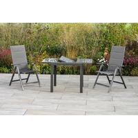 Gartentisch ausziehbar Metall/Glas L 80-120 cm - Graphitfarben, KONVENTIONELL, Glas/Metall (80-120/75,5/70cm) - Gardenson