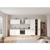 Küchenzeile Meran mit Geräten B: 360cm Weiß/Eiche Dekor - Eiche Wotan/Weiß, LIFESTYLE, Holzwerkstoff (360cm) - Held