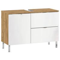 Waschbeckenunterschrank Gw-Mauresa B: 80 cm - Chromfarben/Eichefarben, KONVENTIONELL, Holzwerkstoff (80/56/34cm) - Germania