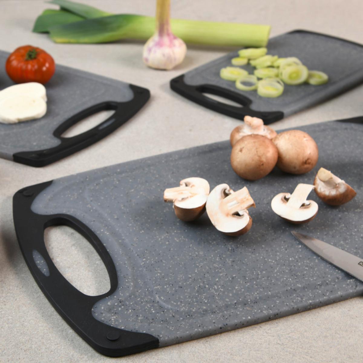 Schneidebrett-Set Grau 3-teilig - Grau, Basics, Kunststoff - Kesper