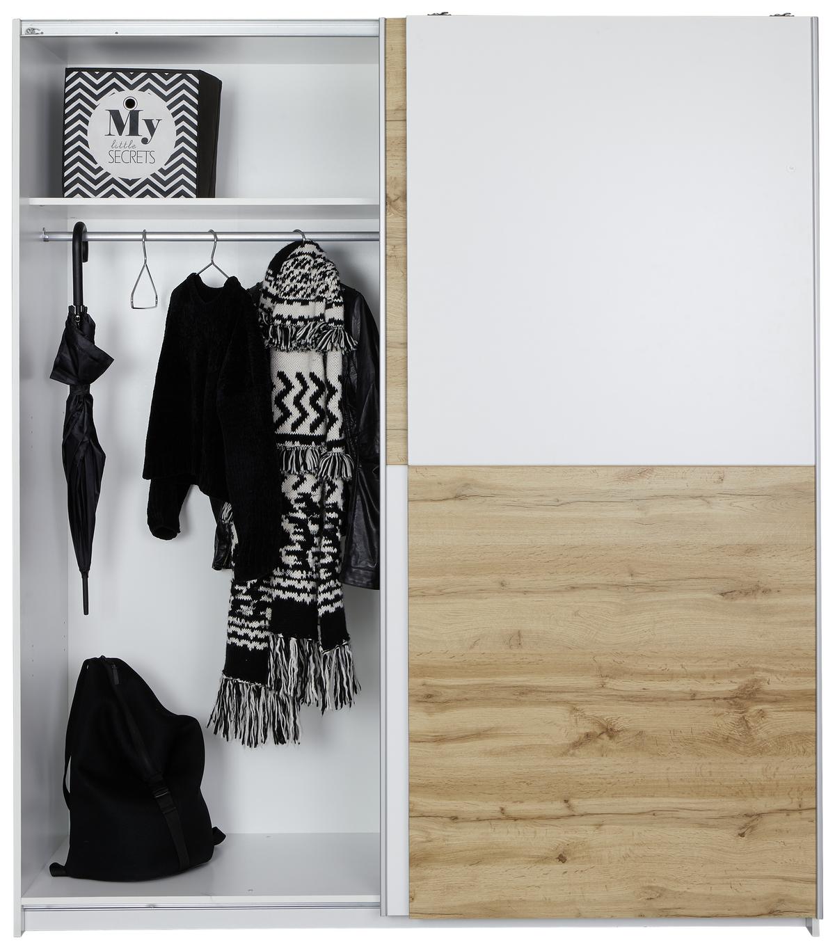 SKŘÍŇ S POSOUVACÍMI DVEŘMI POLY 2 - bílá/barvy dubu, Konvenční, kov/kompozitní dřevo (170/195,5/58,5cm)