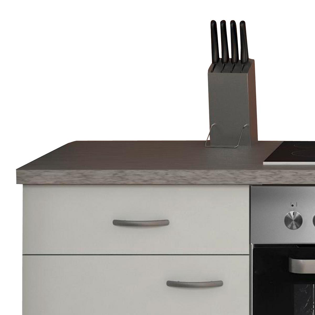 Küchenzeile Wito mit Geräten 220 cm Grau/Weiß Modern - Hellgrau/Weiß, MODERN, Holzwerkstoff (220cm) - FlexWell