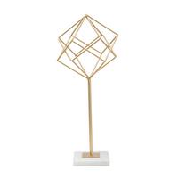 Skulptur Decor Cube Weiß, Goldfarben, H: 41,5 cm - Goldfarben/Weiß, Basics, Stein/Metall (16/41.5/18cm)