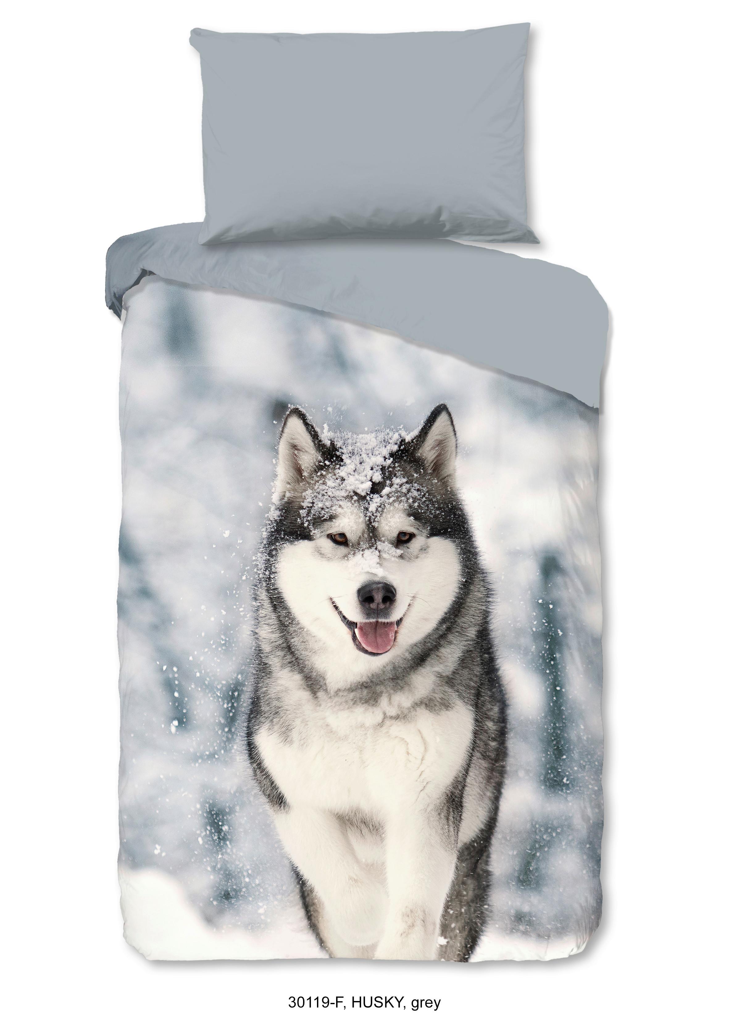 Kinderbettwäsche Husky Grau 140x200 Cm - Grau, Textil (140/200cm)