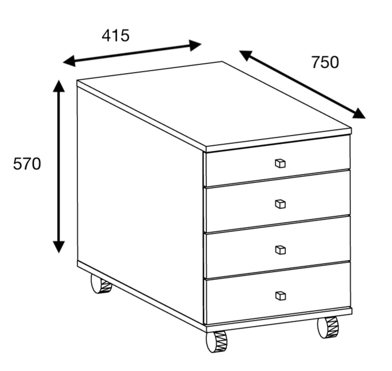 Rollcontainer Lona Anthrazit Honigeiche Dekor - Honigeiche/Anthrazit, Design, Holzwerkstoff/Kunststoff (42/57/75cm) - MID.YOU