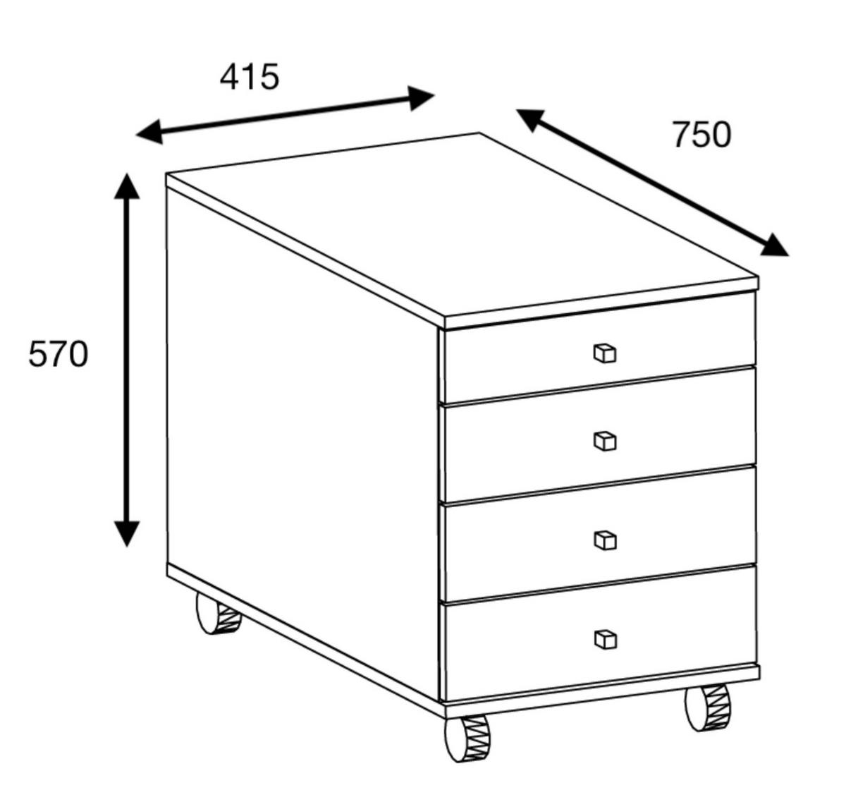 Rollcontainer Lona Anthrazit Honigeiche Dekor - Honigeiche/Anthrazit, Design, Holzwerkstoff/Kunststoff (42/57/75cm) - MID.YOU
