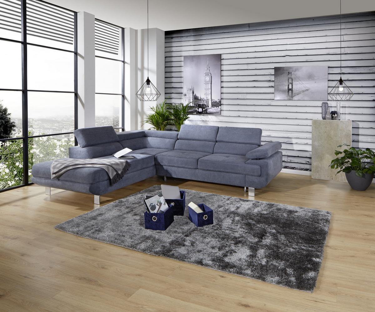 Ecksofa Mit Schlaffunktion & Bettkasten Savona Blaugrau - Blaugrau, MODERN, Textil (230/270cm) - Ondega
