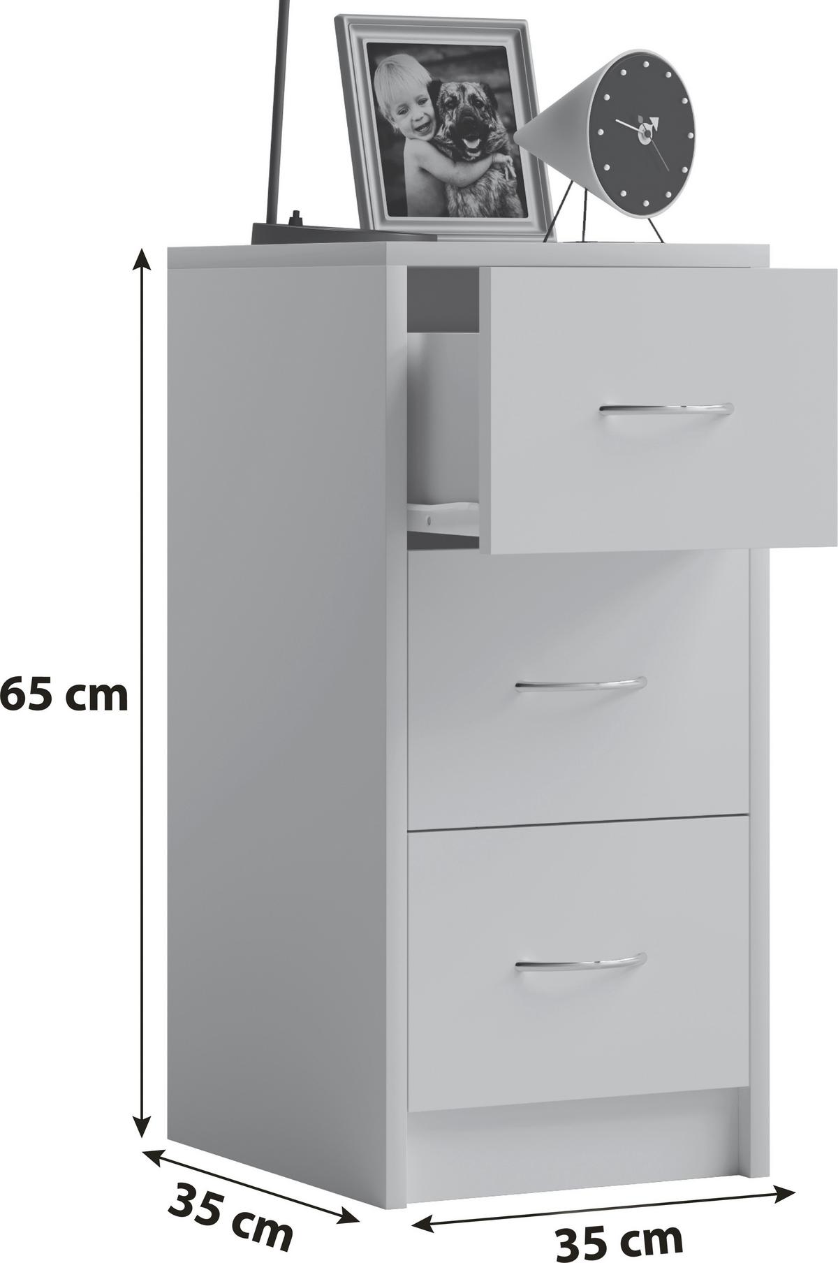 Nachtkästchen Weiß H: 65 Cm Boxal Maxi - Weiß, Basics, Holzwerkstoff (35/65/35cm) - MID.YOU