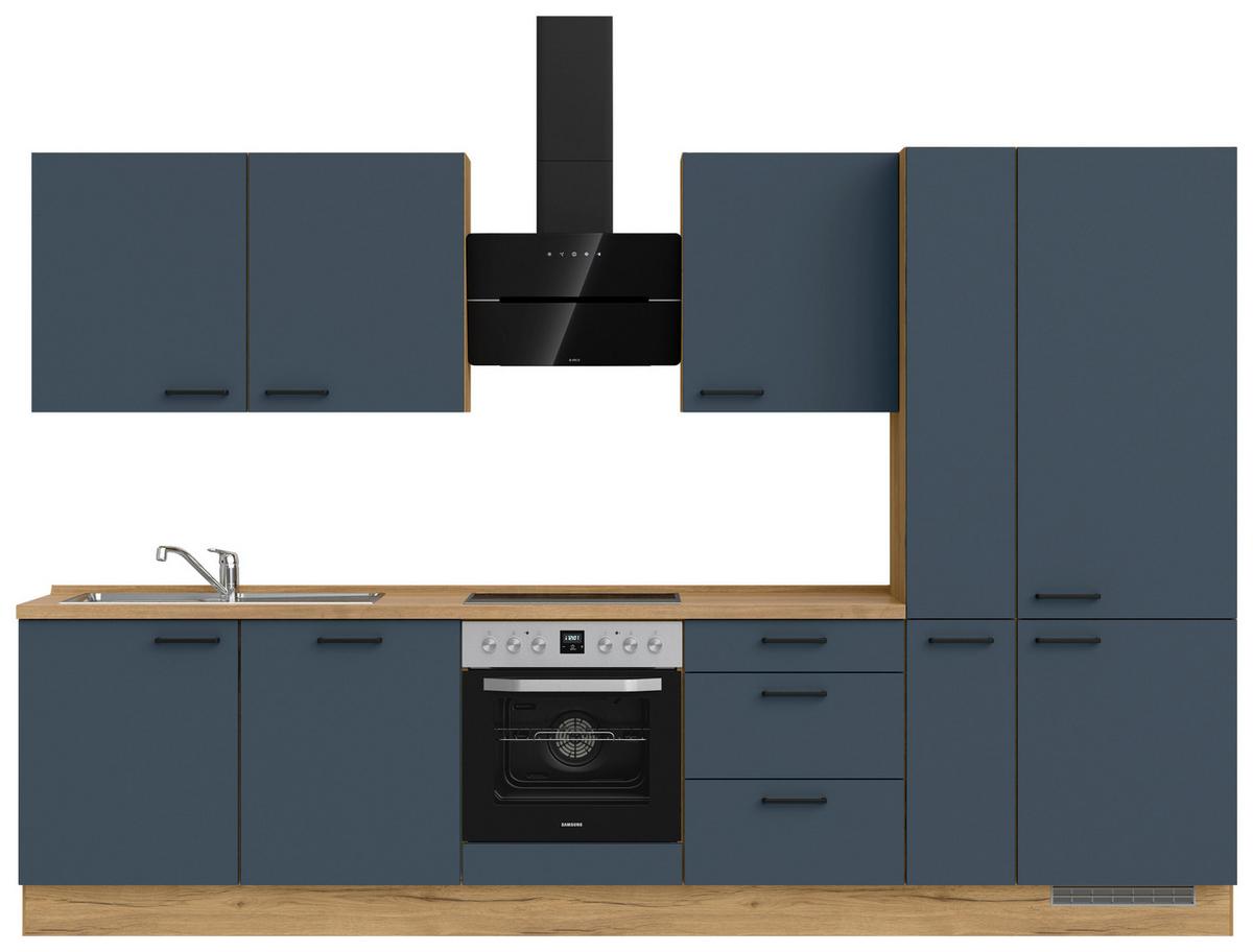 Küchenleerblock Easytouch High-Line, H11 Re. - Blau/Eichefarben, MODERN, Holzwerkstoff (330cm) - Nobilia