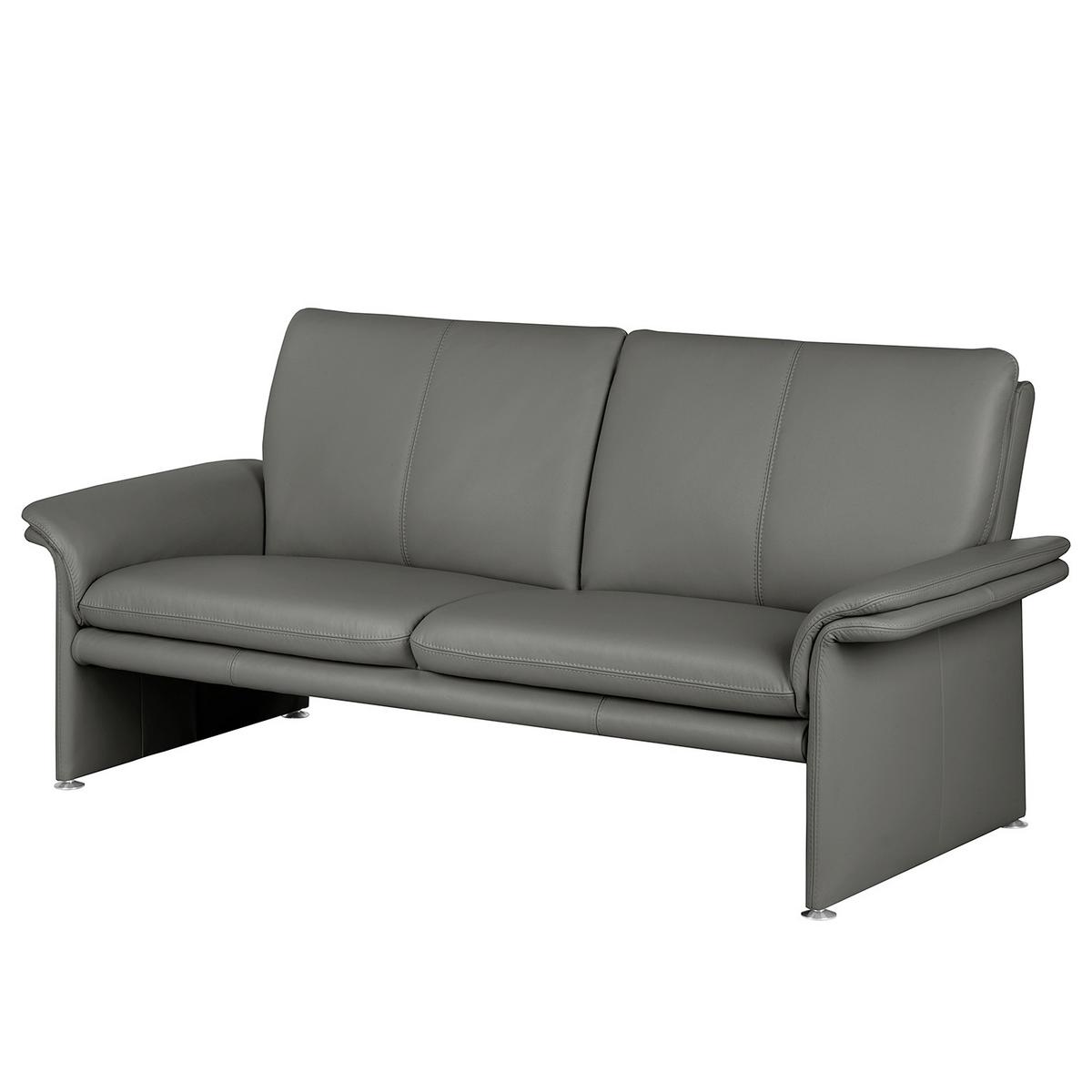 2,5-Sitzer Sofa Comodo Echtleder Anthrazit B: 197 cm - Anthrazit/Silberfarben, Design, Leder (197/90/88cm) - Livetastic