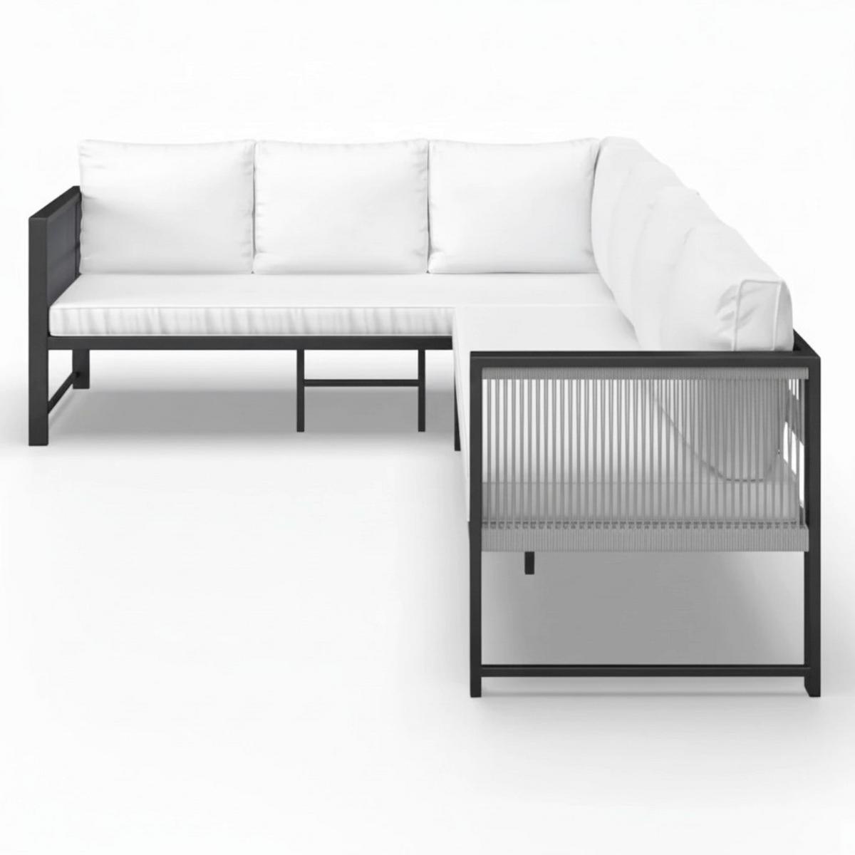 Zahradní jídelní sestava PERGOLINA - bílá/černá, Moderní, kov/textil (194/245cm) - Bessagi Garden