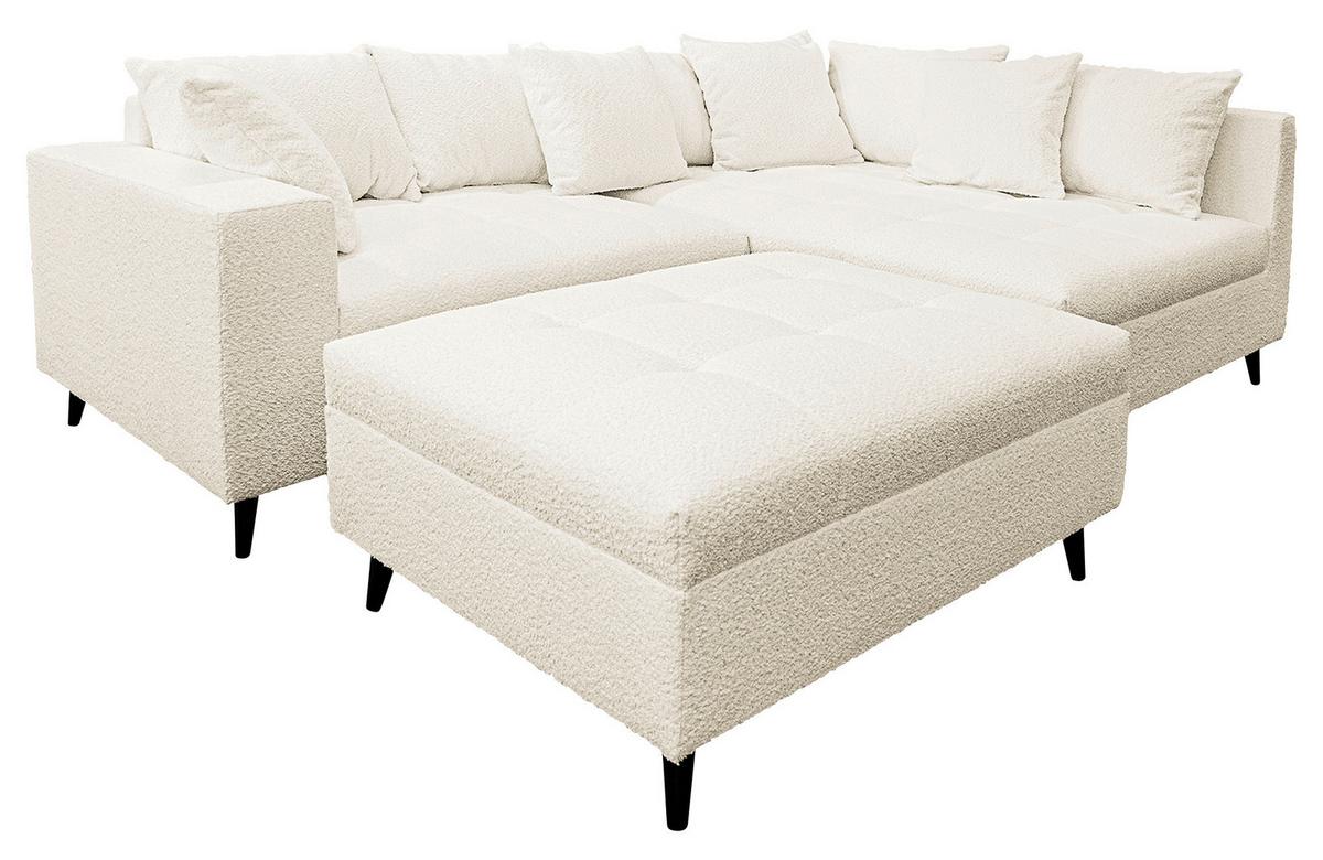 Ecksofa Pruno, Weiß S: 247x174 Cm - Schwarz/Weiß, Design, Textil (247/174cm) - MID.YOU