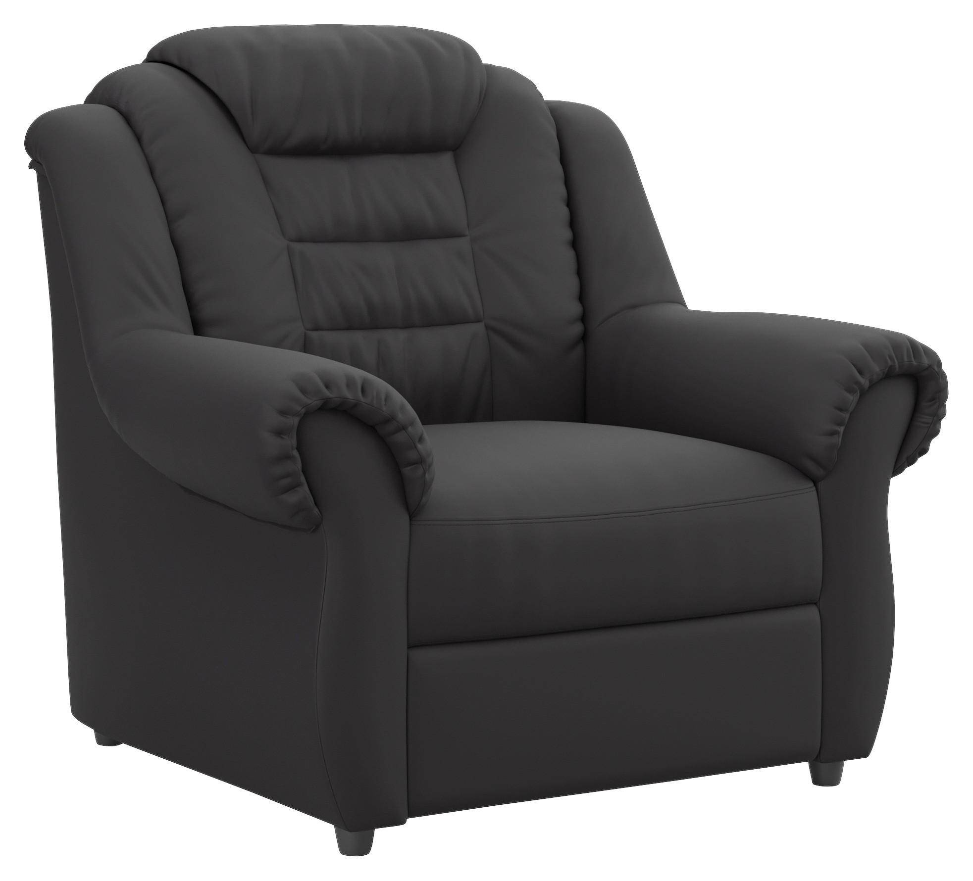 Polstersessel Boston Schwarz Lederlook - Schwarz, KONVENTIONELL, Textil (104/102/101cm) - Livetastic