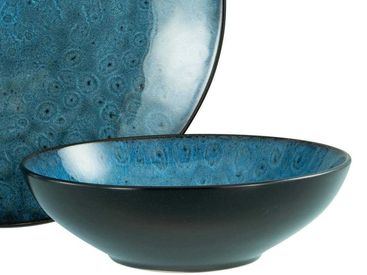 Tafelservice Capri Blau, Schwarz 18--Teilig - Blau/Schwarz, Basics, Keramik - Creatable