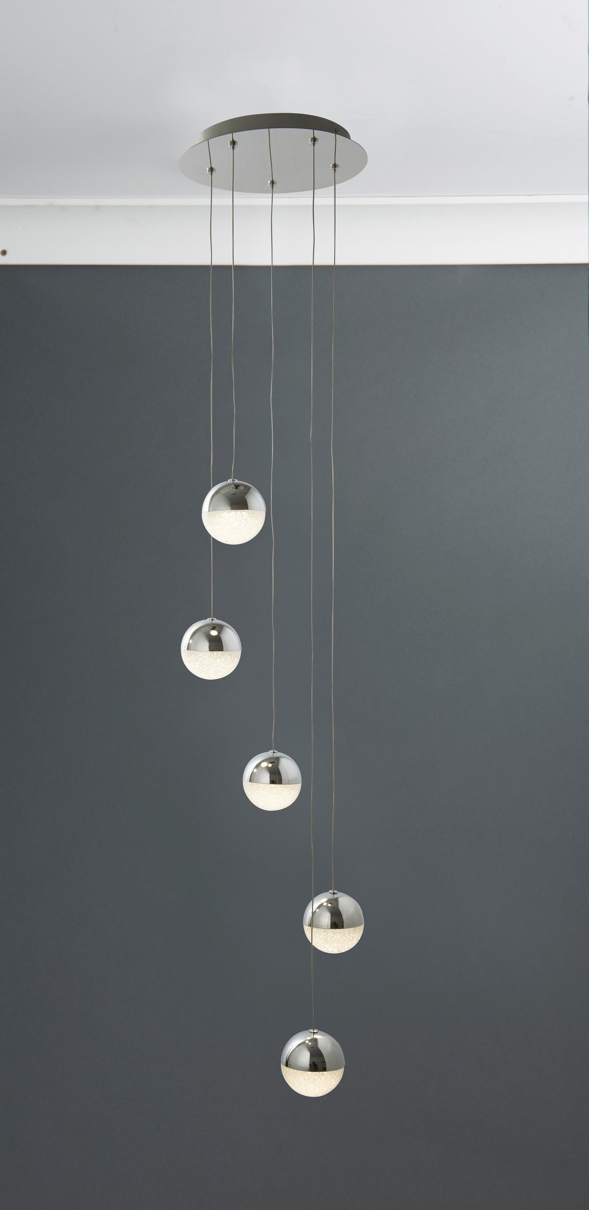 LED-HÄNGELEUCHTE 5845-5CC - Klar/Silberfarben, Basics, Glas/Kunststoff (30/150cm)