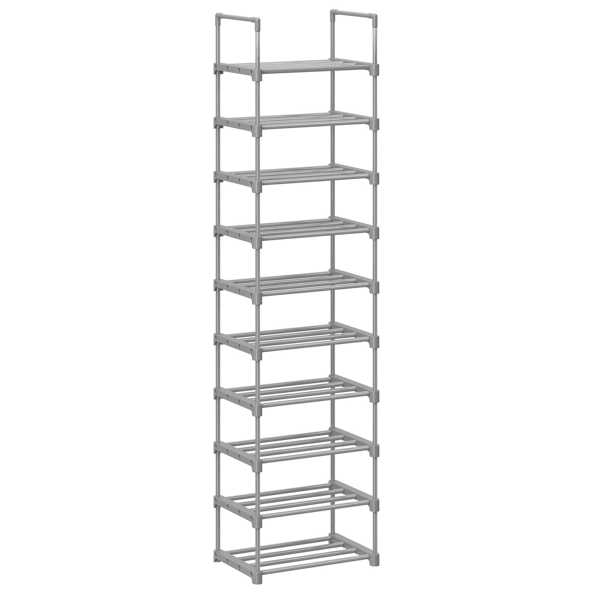 Regál na topánky sivý - sivá, Trend, kov/plast (45/174/30cm) - Boxxx