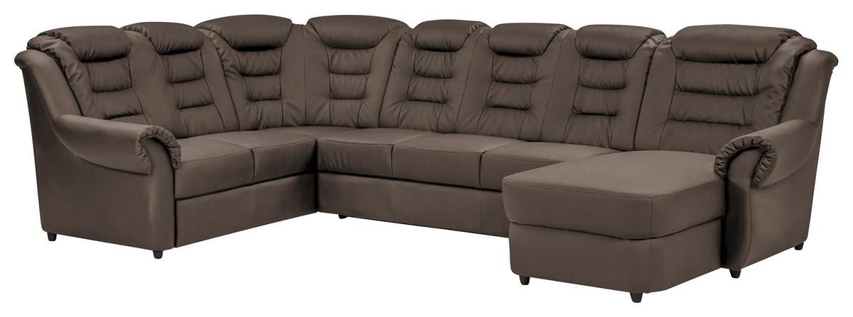 Wohnlandschaft Boston Braun Lederlook - Schwarz/Braun, KONVENTIONELL, Textil (216/333/165cm) - Livetastic