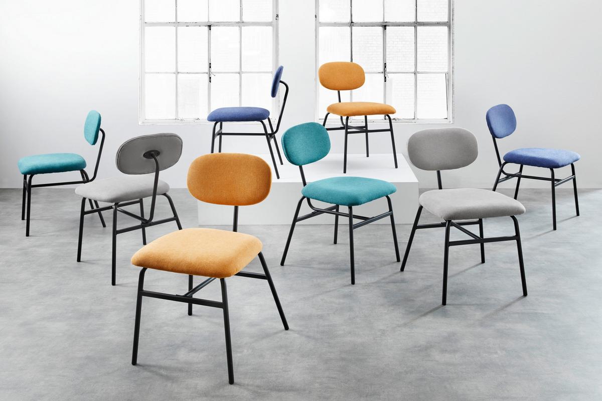 Sada 2ks židlí PINO světle šedá - černá/světle šedá, Moderní, kov/textil (46/80/55cm) - PBJ