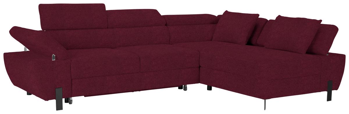 Rohová sedačka MILNA, pravá, bordová - čierna/bordová, Modern, kov/drevo (277/90/189cm) - Mömax