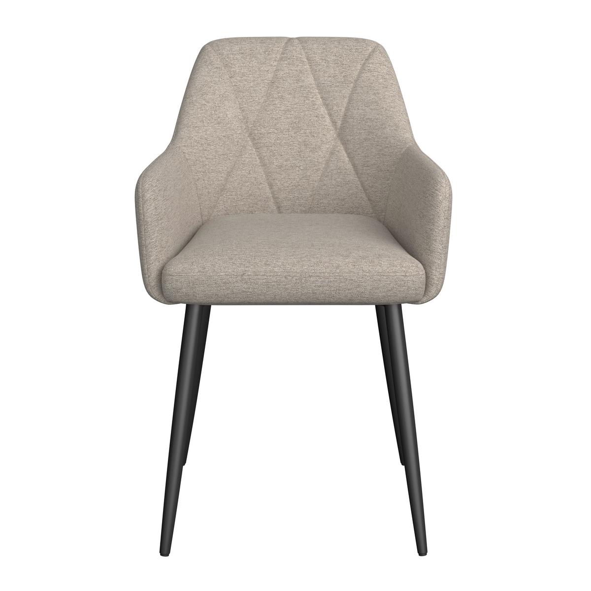 Armlehnstuhl Hardy Giga Webstoff beige, B: 57cm - Beige/Schwarz, MODERN, Textil/Metall (57/86/64cm)