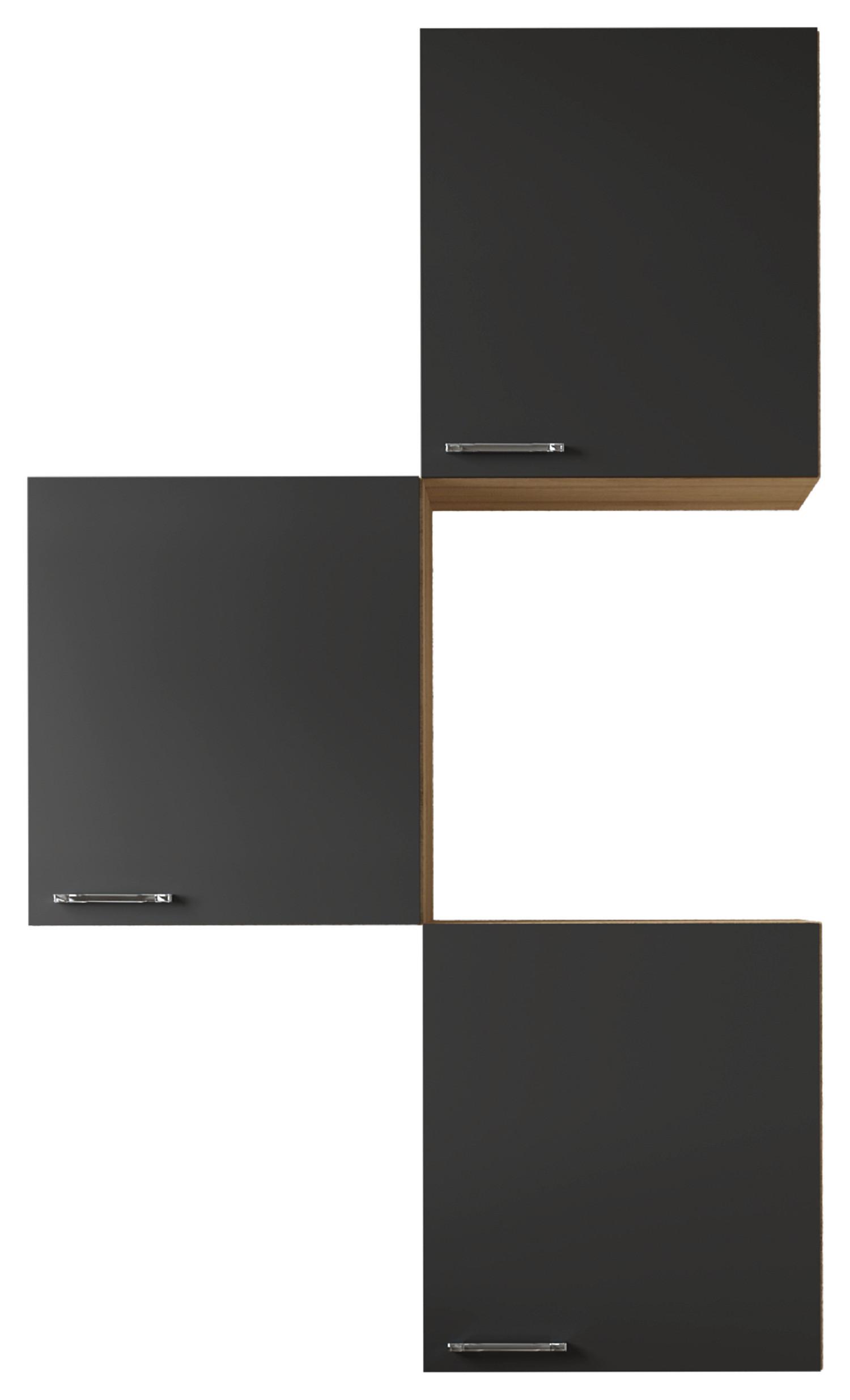 Küchenoberschrank Merle Schwarz, Eiche Dekor B: 100 cm - Eichefarben/Schwarz, Basics, Holzwerkstoff (100/168,3/34,6cm) - Respekta