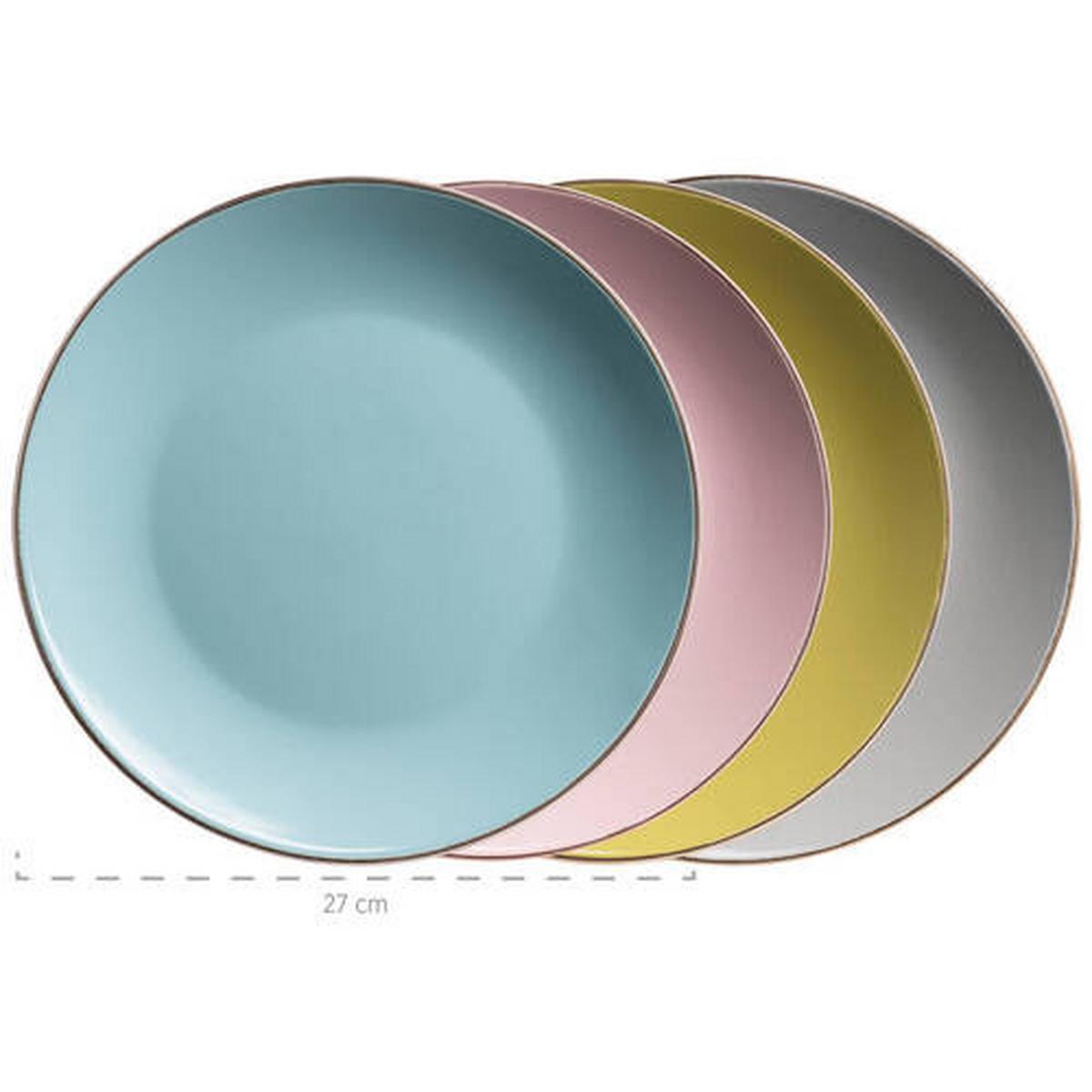 Kombiservice Metallic Rim 4 Personen Geschirr Set - Blau/Rosa, Basics, Keramik (37/23,5/32,3cm) - Mäser