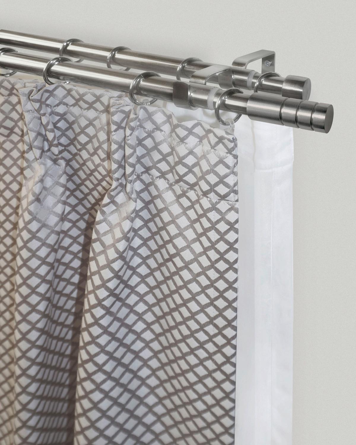 Rúdkarnis-garnitúra Kétsoros, Kb. 120-230cm - nemesacélszínű, Romantik / Landhaus, fém (120-230cm) - James Wood