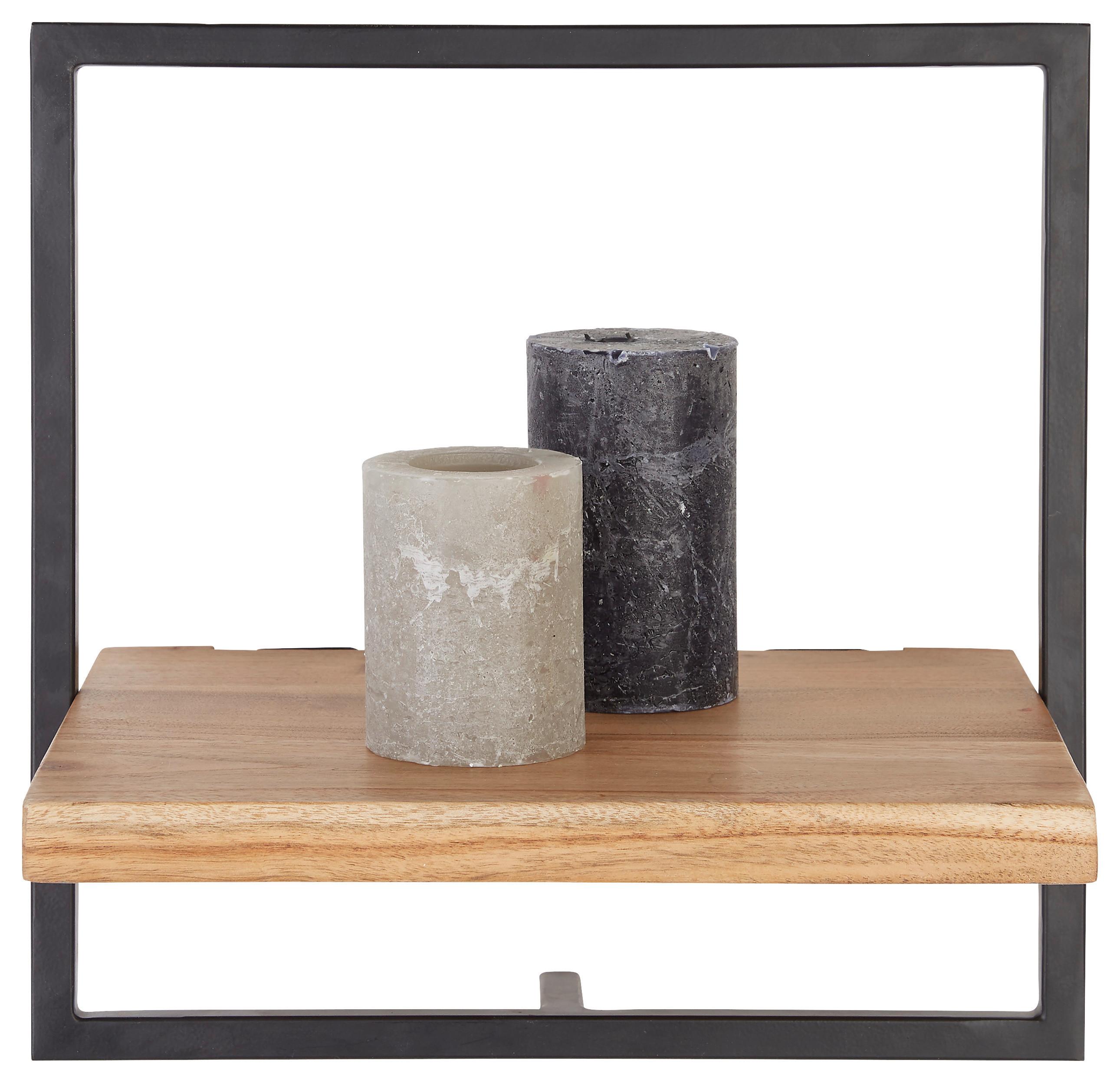 Nástenný Regál Alia -Sb- - čierna/farby akácie, Moderný, kov/drevo (35/35/25cm) - Modern Living
