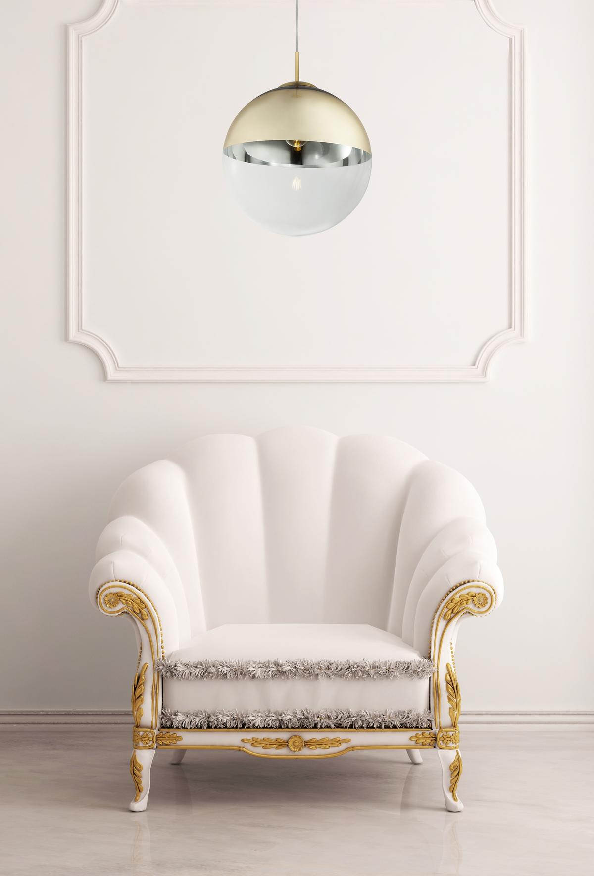 Hängeleuchte H: 120 cm 1-Flammig - Transparent/Goldfarben, Design, Glas/Metall (33/120cm) - Globo