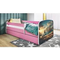 Kinder-/Juniorbett Babydreams Weiß/Pink B: 80cm - Pink/Birkefarben, MODERN, Holz/Holzwerkstoff (80/160cm) - MID.YOU