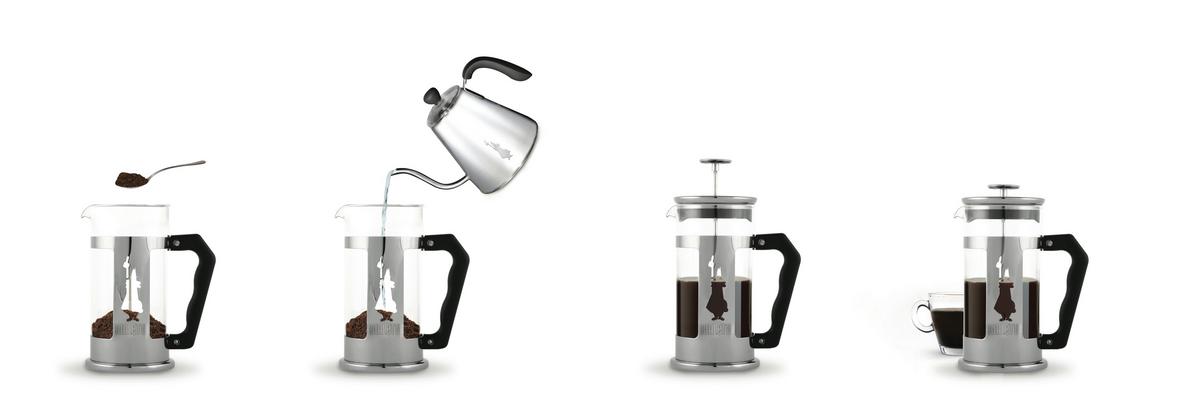 KAFFEEBEREITER Glas, Silberfarben, - Silberfarben, Basics, Glas (17.2/17.2/26cm) - Bialetti
