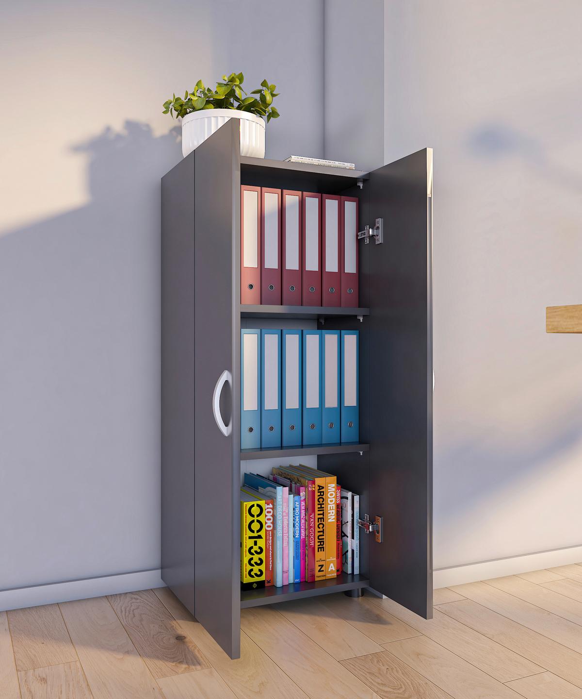Aktenschrank Ulas 3 B: 49 cm Stehend Anthrazit - Anthrazit, MODERN, Holzwerkstoff (49/108/34cm) - MID.YOU