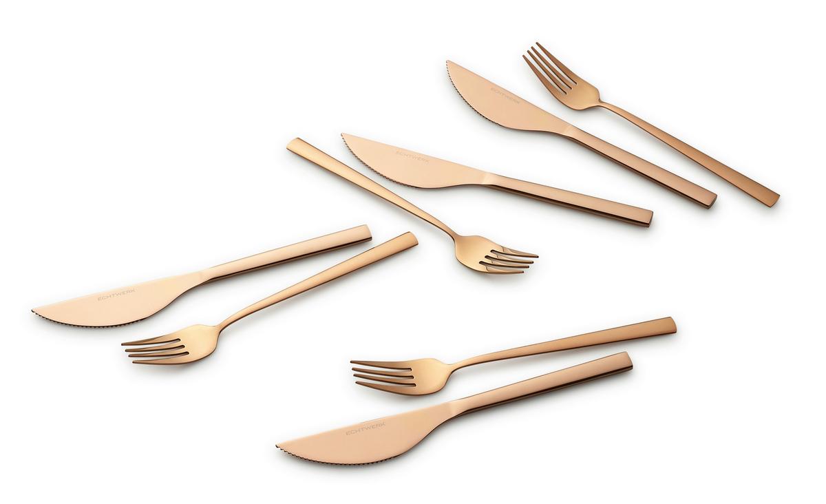 Pizzabesteckset 8-Teilig für 4 Personen - Kupferfarben, Basics, Metall (23cm) - Echtwerk