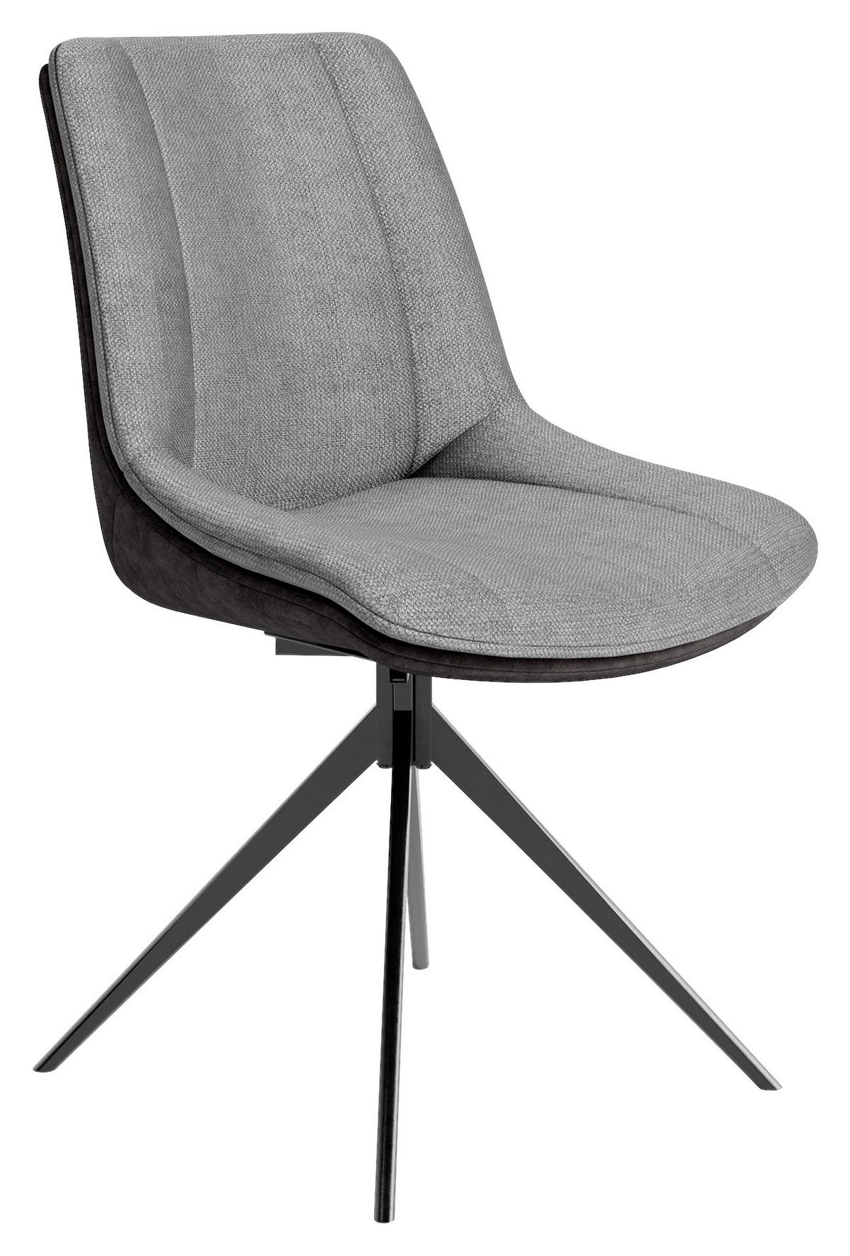 Stuhl-Set Phoenix - Hellgrau/Schwarz, MODERN, Textil/Metall (50/88/62cm) - MID.YOU