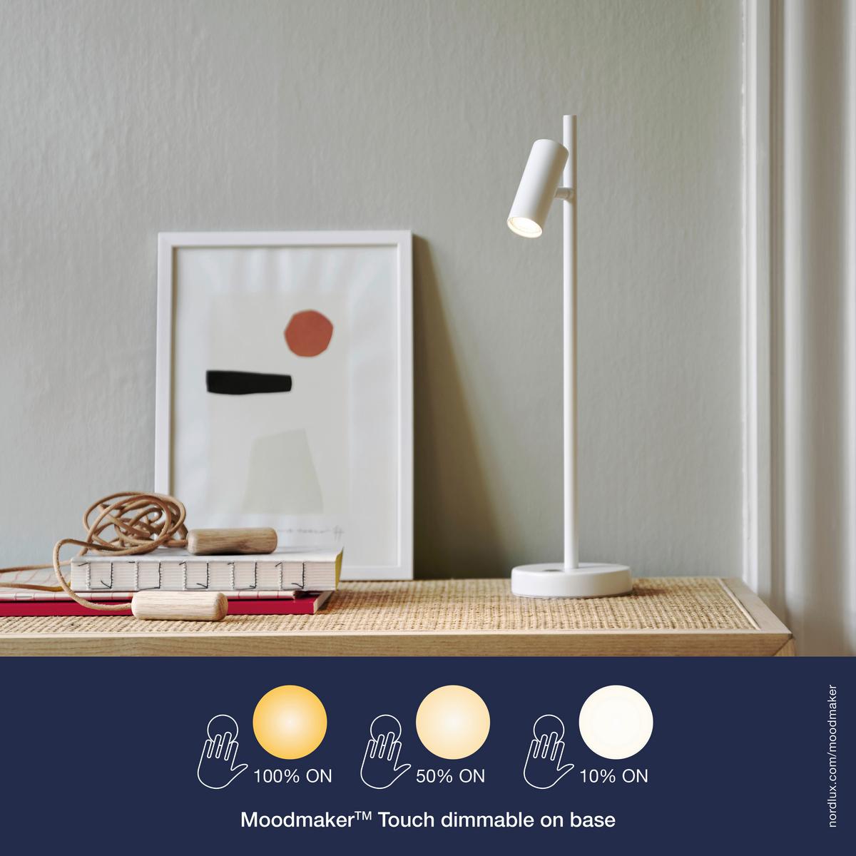 Tischleuchte Omari Weiß H: 40 cm - Weiß, Design, Metall (40cm) - Nordlux