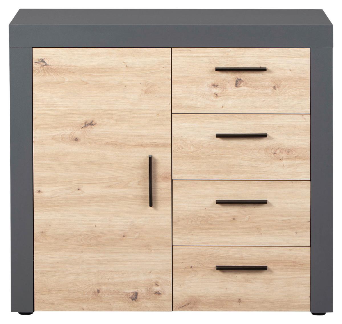Kommode Corbeto 1t4s - Anthrazit/Schwarz, KONVENTIONELL, Holzwerkstoff (94/86/40cm) - MID.YOU