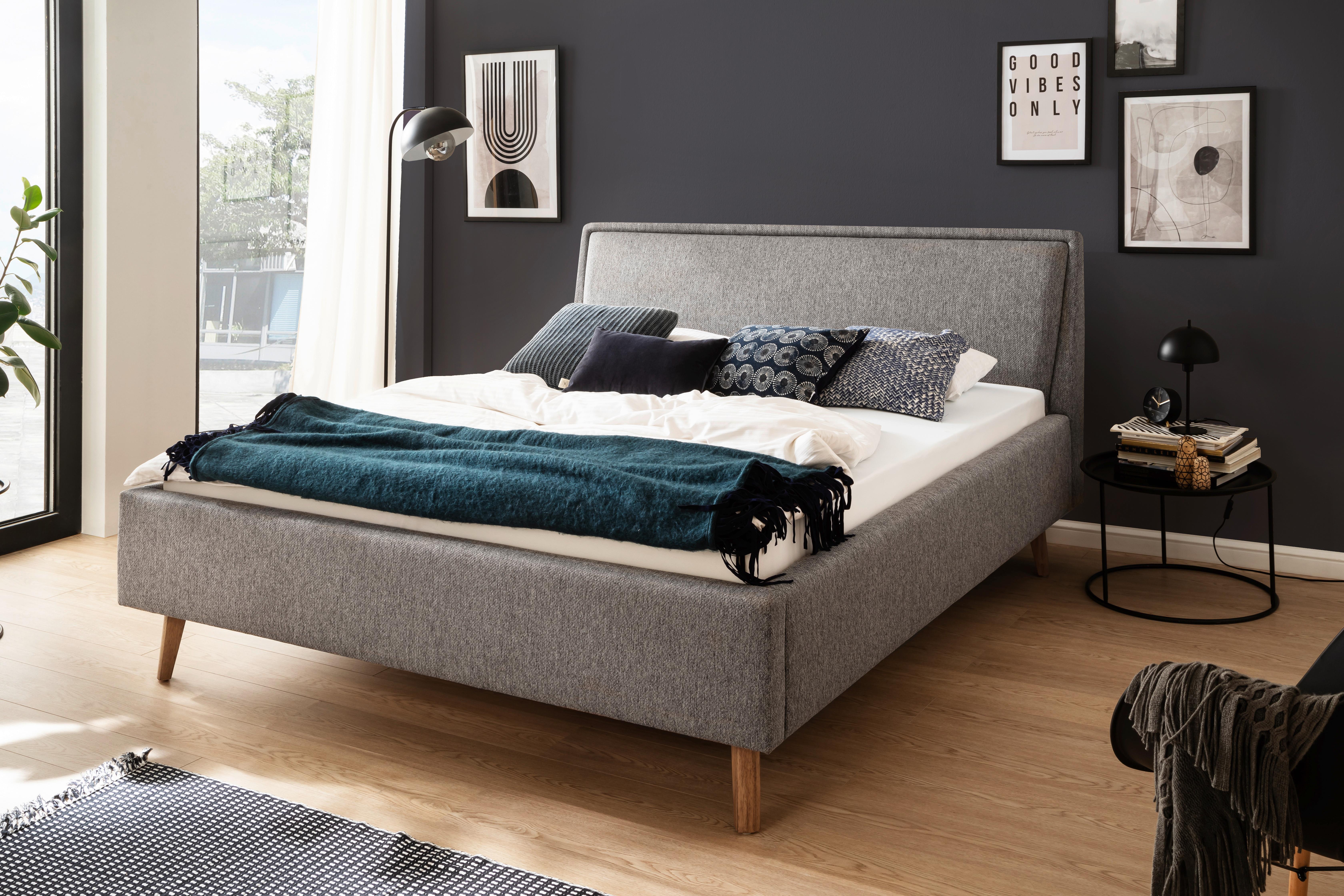 Polsterbett 180x200 cm Frieda Grau - Eichefarben/Grau, MODERN, Textil (180/200cm) - Livetastic