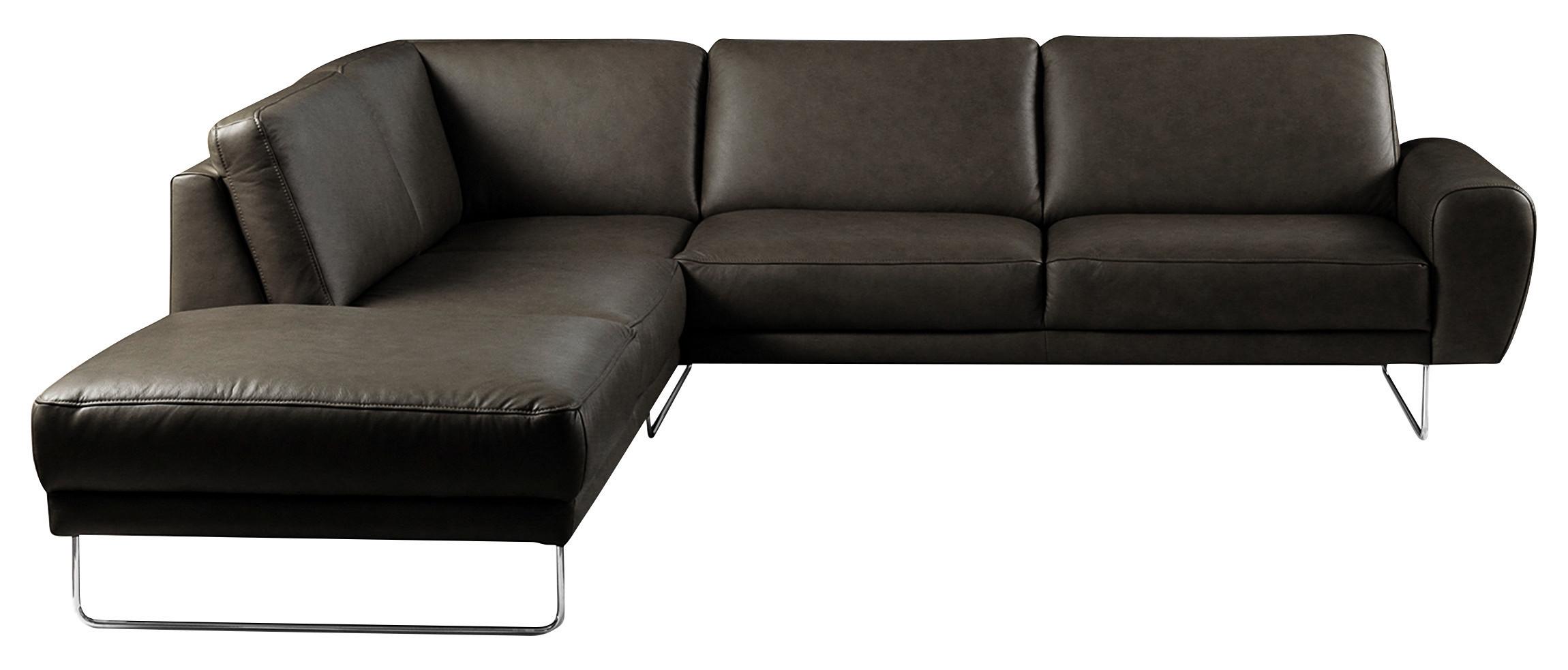 Ecksofa Spring Schwarz Chrom S: 250x273 Cm - Chromfarben/Schwarz, Design, Leder (250/273cm) - Livetastic
