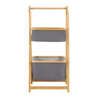 Úložný regál MISAKI tmavě šedý - tmavě šedá, Moderní, dřevo/textil (44/35/99cm) - Bessagi Home