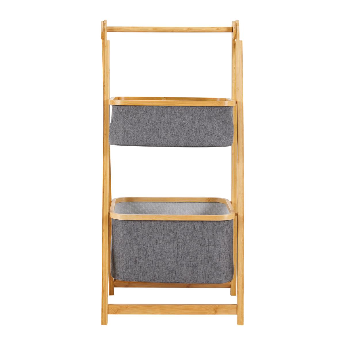 Úložný regál MISAKI tmavě šedý - tmavě šedá, Moderní, dřevo/textil (44/35/99cm) - Bessagi Home