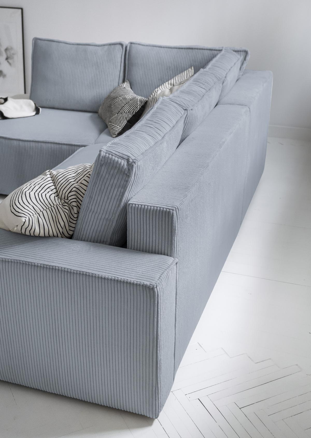 Sedačka OLIVER, levá, světle šedá barva - černá/světle šedá, Design, textil/plast (194/247cm) - MID.YOU