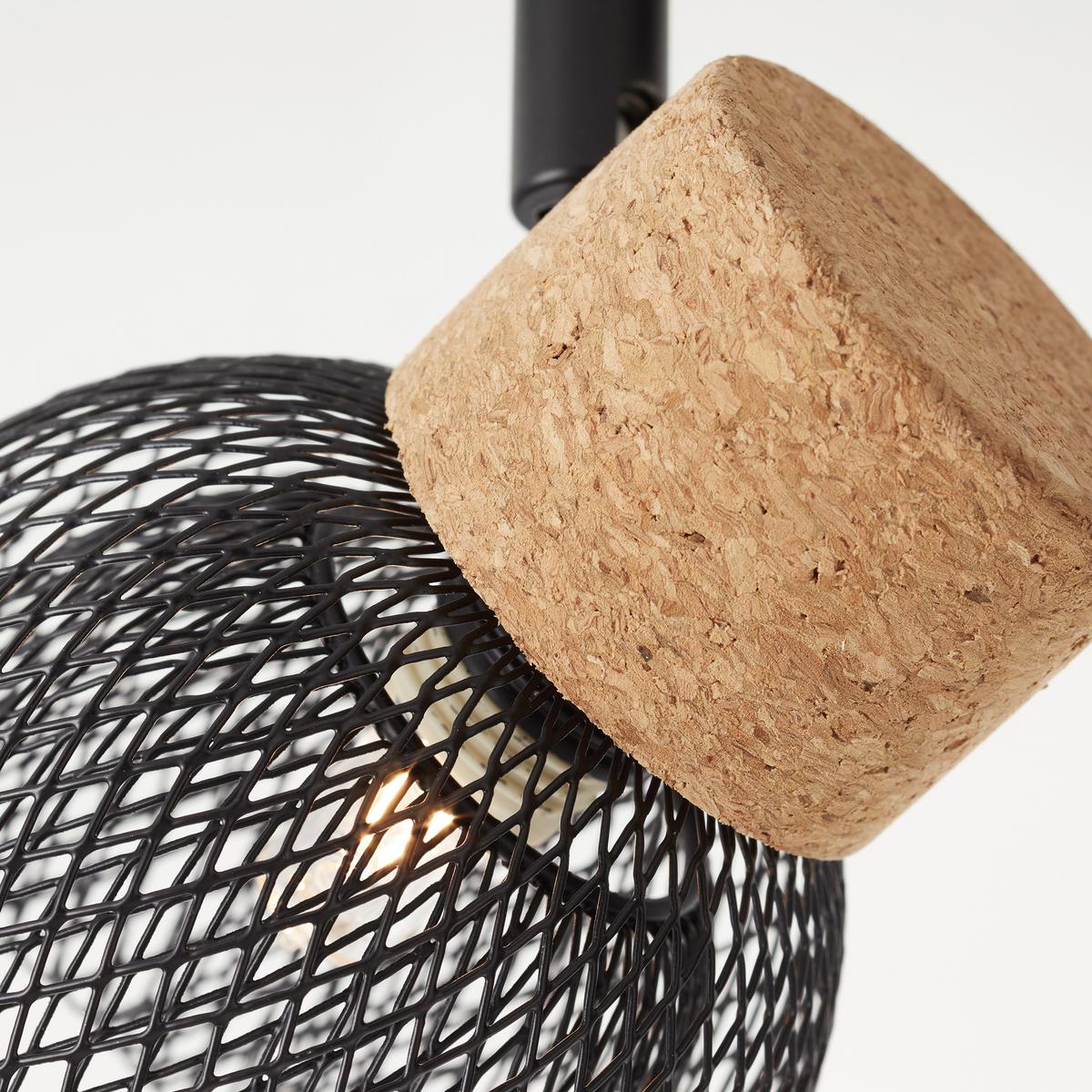 Deckenleuchte Flaka Schwenkbar - Schwarz, Natur, Holz/Metall (16,5/76,5/9cm) - Brilliant