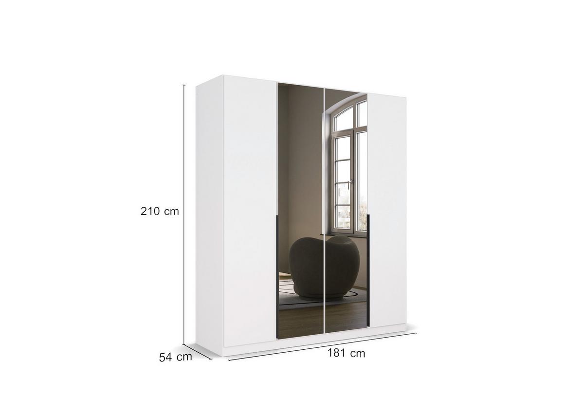 Drehtürenschrank Skyla Weiß/Glas B: 181 cm - Weiß, MODERN, Holzwerkstoff (181/210/54cm) - Rauch Möbel