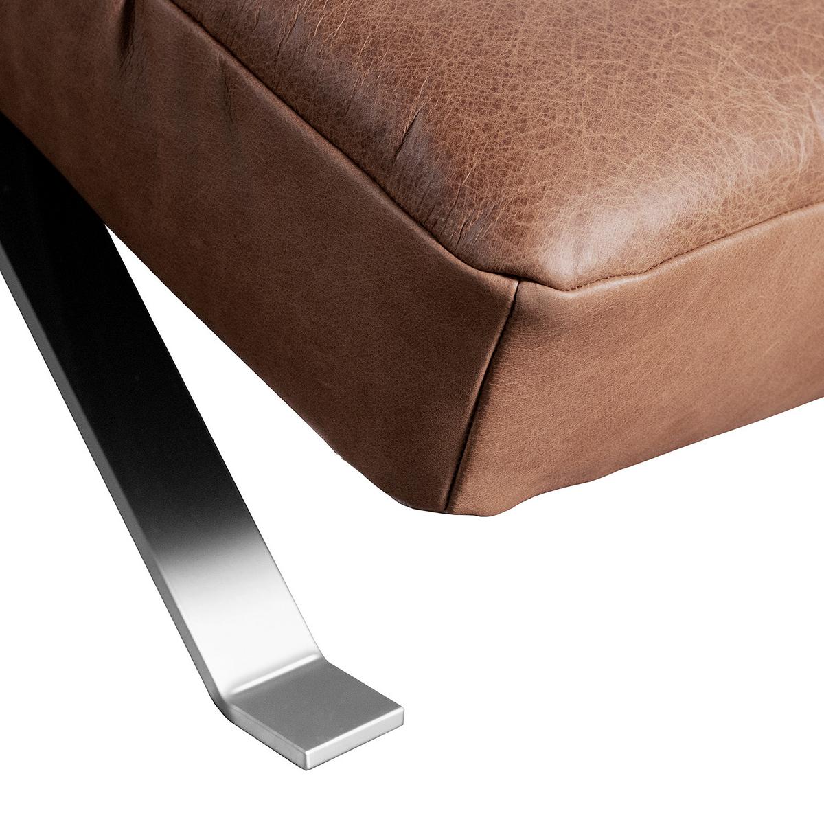 Relaxliege Swing Silver Braun B: 65 cm - Silberfarben/Braun, Design, Leder (65/65-95/171cm) - Livetastic