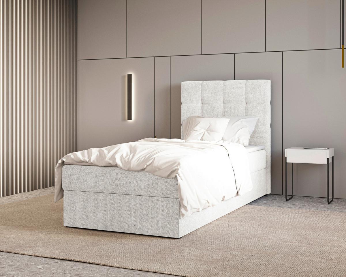 BOXBETT Oslo Weiß 90x200cm - Schwarz/Weiß, MODERN, Holz/Kunststoff (90/200cm) - MID.YOU