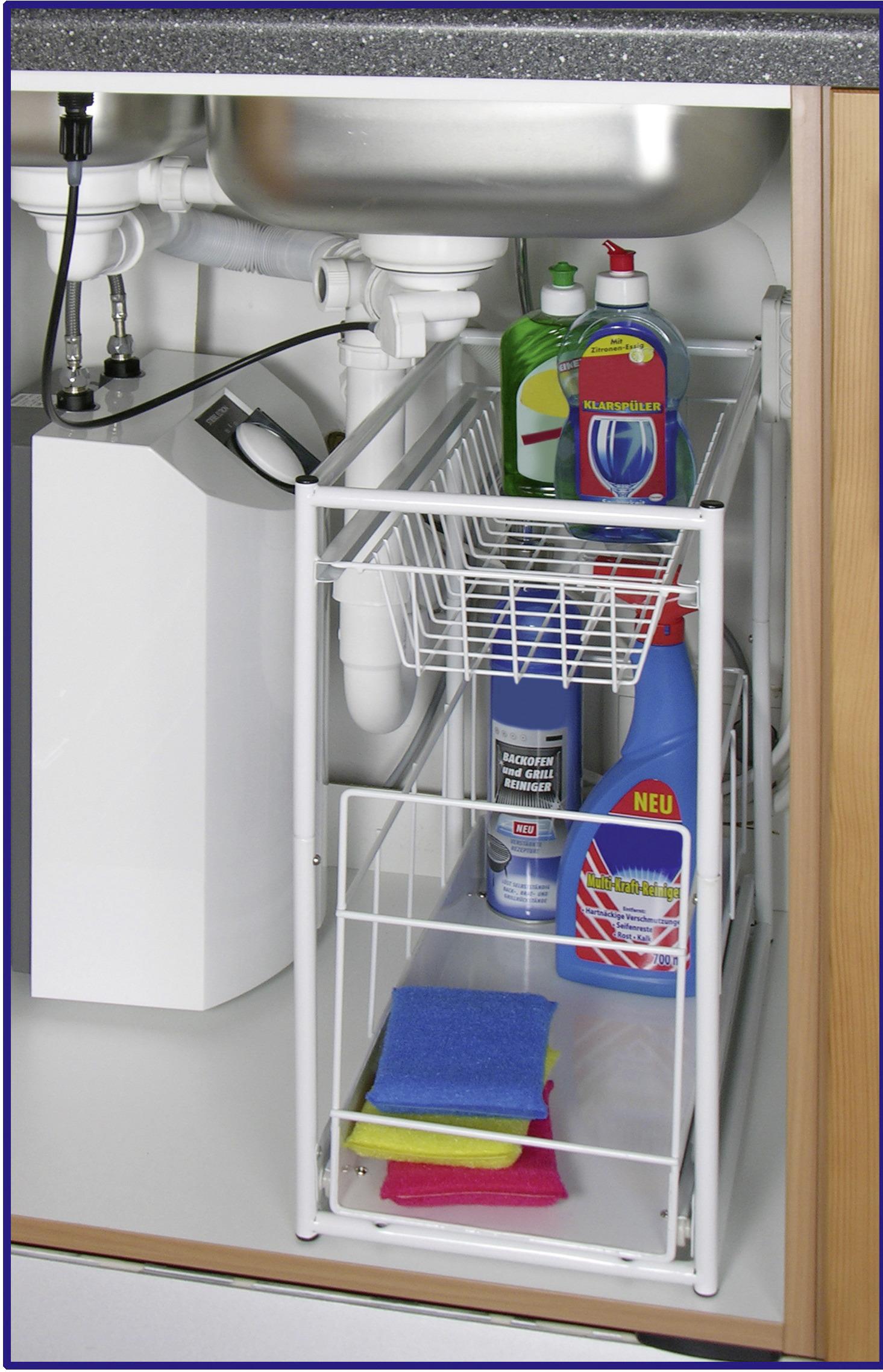 Teleskopschublade Spülschrank 2 Ablagen Lxbxh: 45x23x45 Cm - Weiß, MODERN, Metall (45/23/45cm)