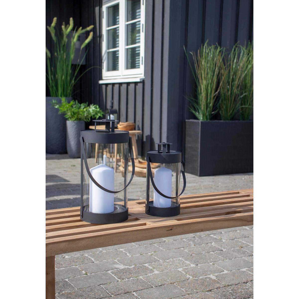 Laternenset Bondi Klar Schwarz B: 12 Cm - Klar/Schwarz, Design, Glas/Metall (12/24/12cm)