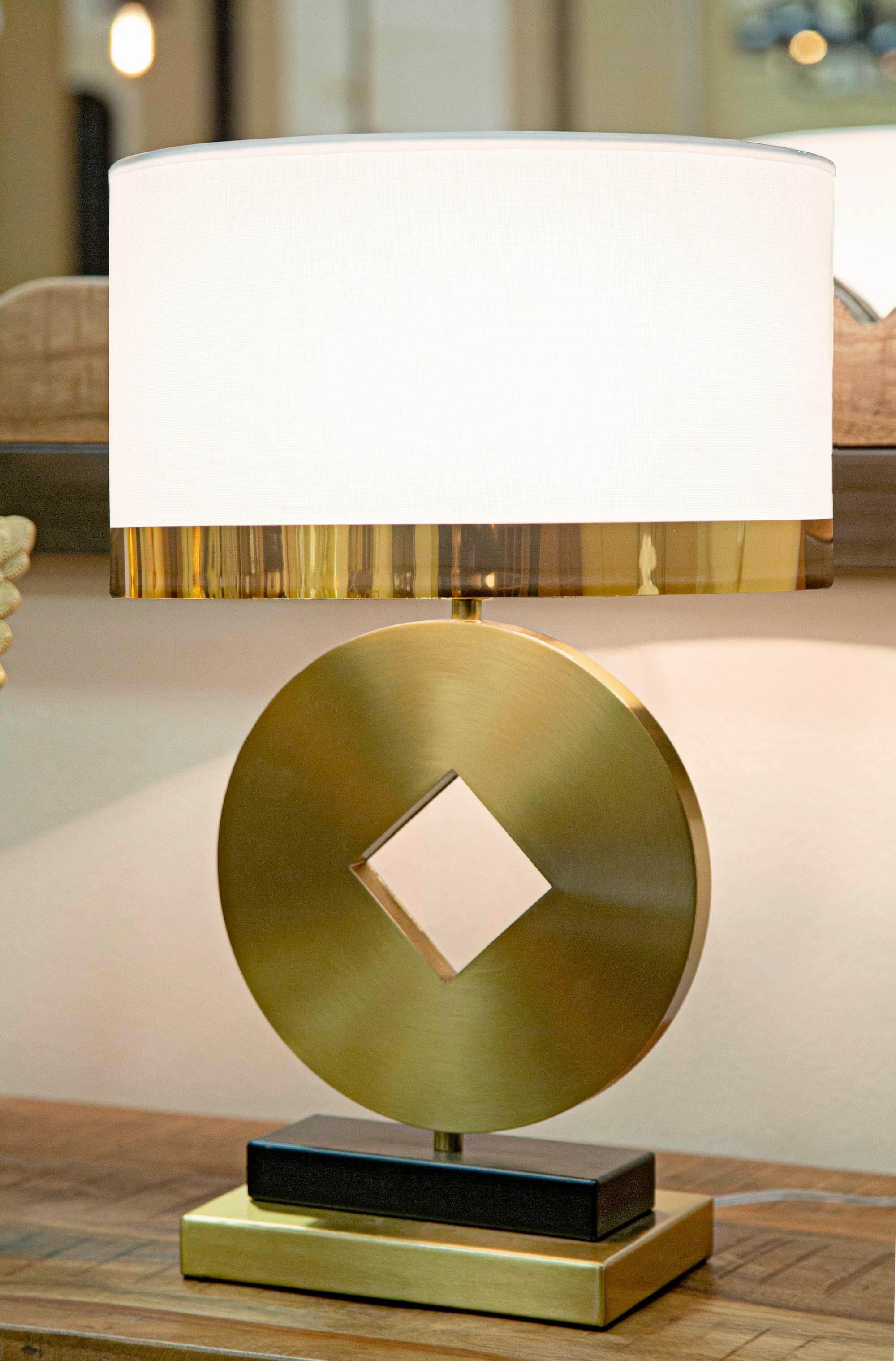 Tischleuchte Glamy Arc B Weiß, Goldfarben B: 21 cm - Goldfarben/Weiß, Basics, Glas/Metall (21/50/21cm)